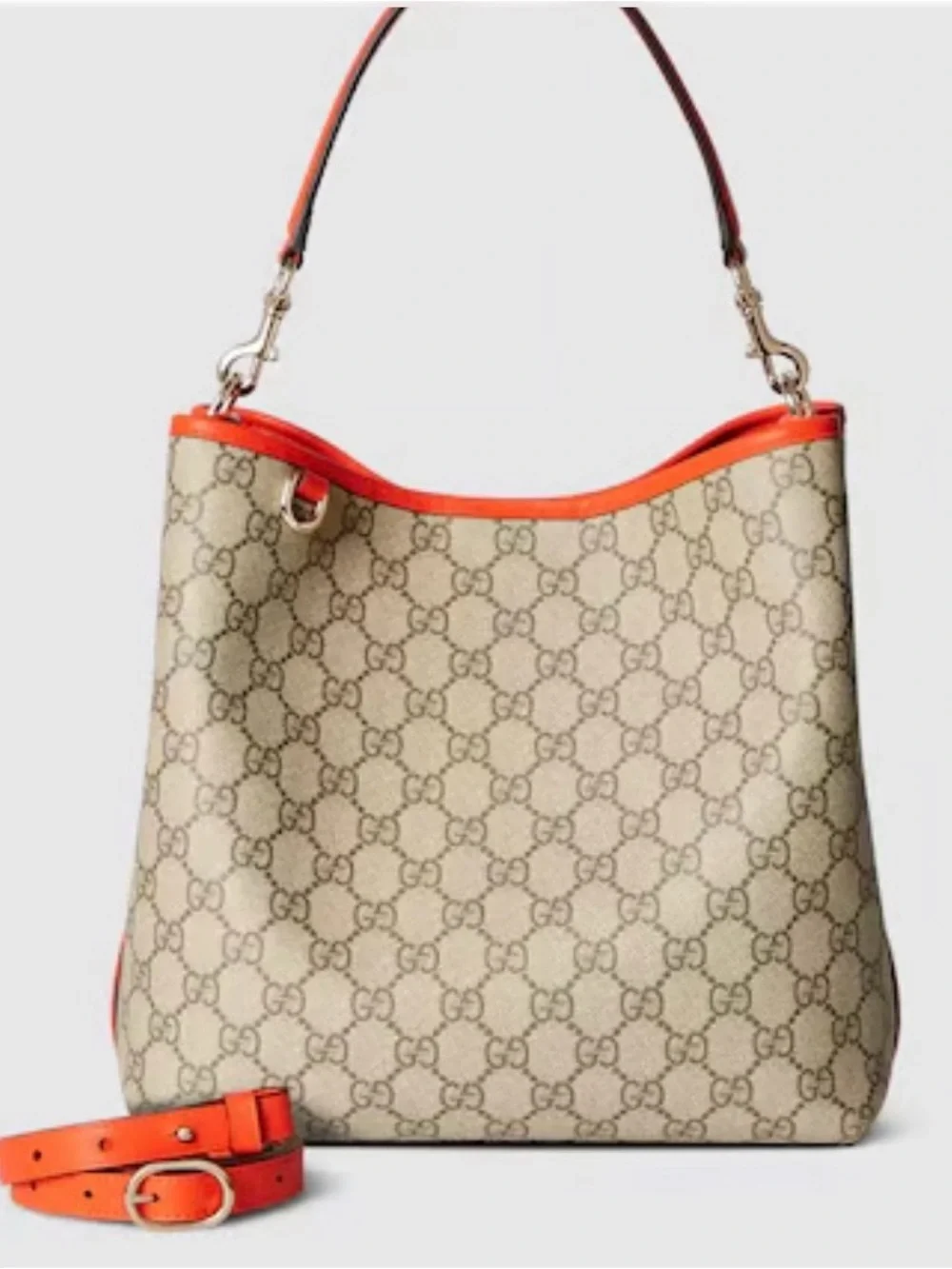 Gucci Beige GG Emblem tote medium with orange trim leather brand new 🧡 - Picture 5 of 16